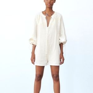 NWT ZARA- ROMPER WITH FLORAL EMBROIDERY
